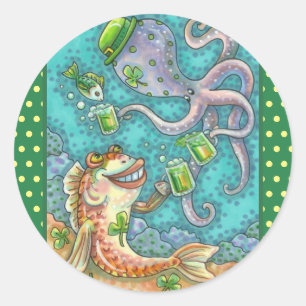 DIE FISCHE UND OCTOPUS DER STADT BIEN RUNDER AUFKLEBER