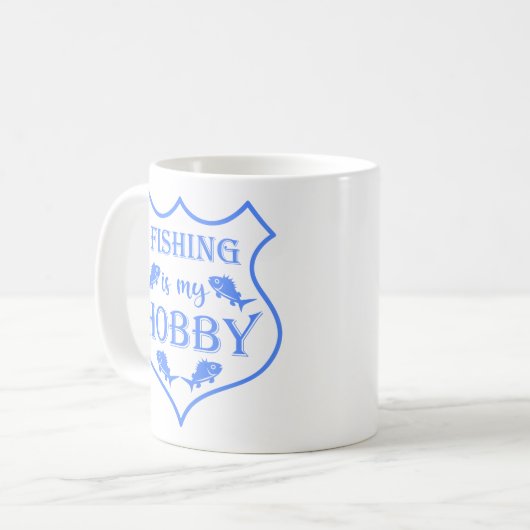 Die Fischerei ist mein Hobby-Schild-Zitat auf Wapp Kaffeetasse (Vorderseite Links)