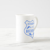 Die Fischerei ist mein Hobby-Schild-Zitat auf Wapp Porzellantasse (Vorderseite Rechts)