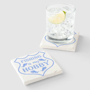 Die Fischerei ist mein Hobby-Schild-Zitat auf Wapp Steinuntersetzer