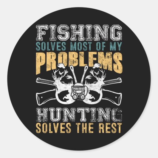 Die Fischerei löst die meisten meiner Probleme mit Runder Aufkleber (Vorderseite)