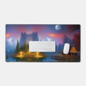 Die Fischereikabine in der Bucht unter dem Mond Schreibtischunterlage (Tastatur & Maus)