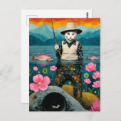 Die Fischereikatze Postkarte (Vorne/Hinten)