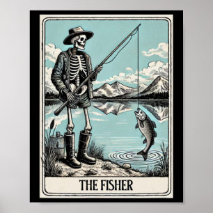 Die Fisher Skeleton Tarot Karte für Angelfreunde Poster