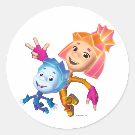 Die Fixies | Simka und Nolik Runder Aufkleber (Vorderseite)