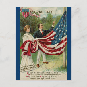 Die Flagge am Memorial Day hissen Postkarte