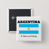 Die Flagge Argentiniens mit dem Motto Button (Vorne & Hinten)