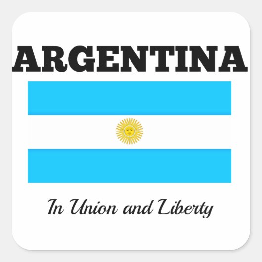 Die Flagge Argentiniens mit dem Motto Quadratischer Aufkleber (Vorderseite)