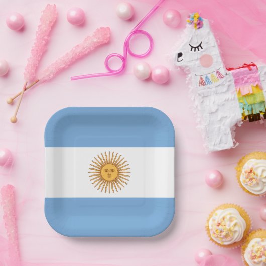Die Flagge Argentiniens mit Sonne vom Mai Pappteller (Party)