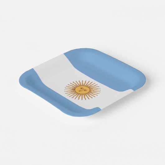 Die Flagge Argentiniens mit Sonne vom Mai Pappteller (Gewinkelt)
