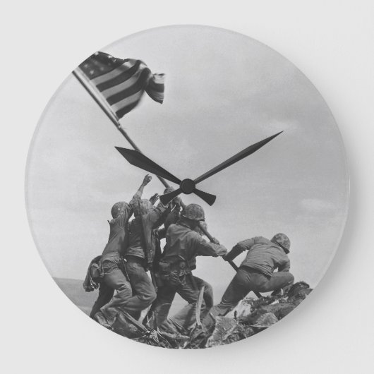Die Flagge auf Iwo Jima Große Wanduhr (Vorderseite)