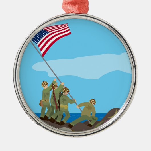 Die Flagge auf Iwojima (einfache Geschichte) Silbernes Ornament (Vorne)