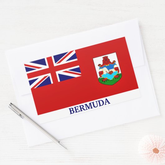 Die Flagge Bermudas, gekennzeichnet, Rechteckiger Aufkleber (Umschlag)