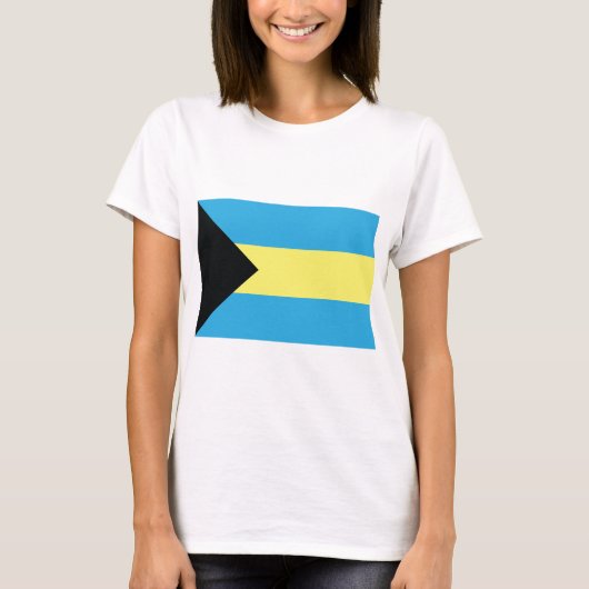 Die Flagge der Bahamas im Schwarzen Aquamarin und  T-Shirt (Vorderseite)