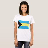 Die Flagge der Bahamas im Schwarzen Aquamarin und  T-Shirt (Vorne ganz)