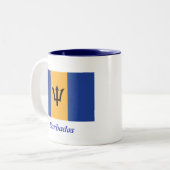 Die Flagge der Barbados-Kaffee-Tasse Zweifarbige Tasse (Vorderseite Links)