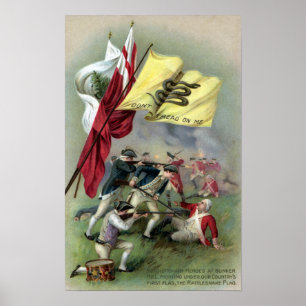 Die Flagge der Rattlesnake im Bunker Hill Battle Poster