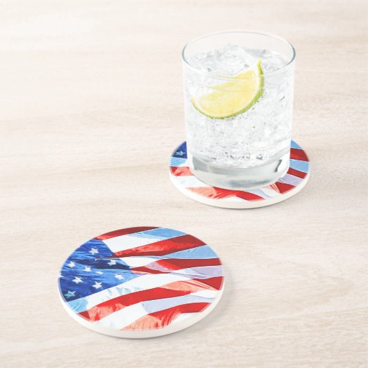 Die Flagge der Staaten Abstrakter Impressionismus Sandstein Untersetzer (Seite)