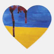 Die Flagge der Ukraine blutende Herzkleber