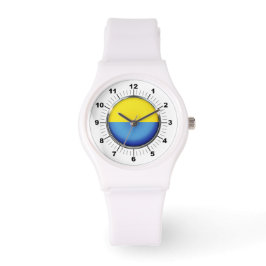 Die Flagge der Ukraine: Sporty White Silicon Watch Armbanduhr