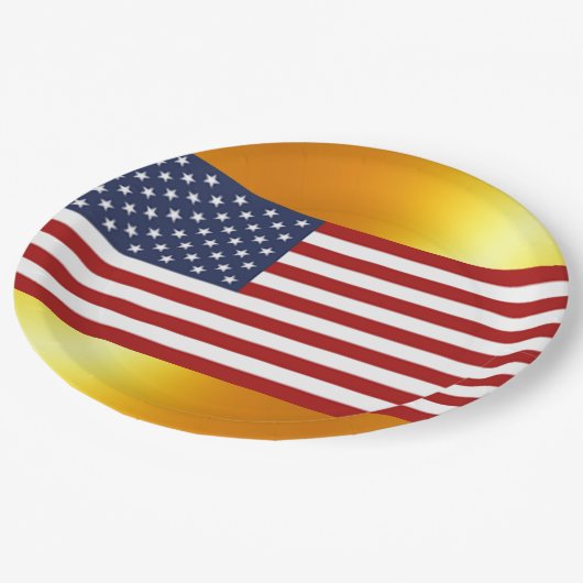 Die Flagge der USA Pappteller (Schrägansicht)