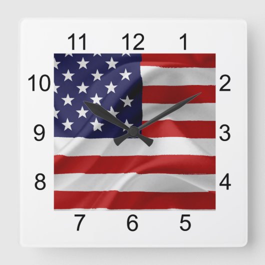 Die Flagge der USA Quadratische Wanduhr (Vorderseite)