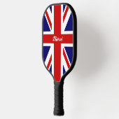 Die Flagge Großbritanniens mit Namen oder Text Pickleball Schläger (Links)