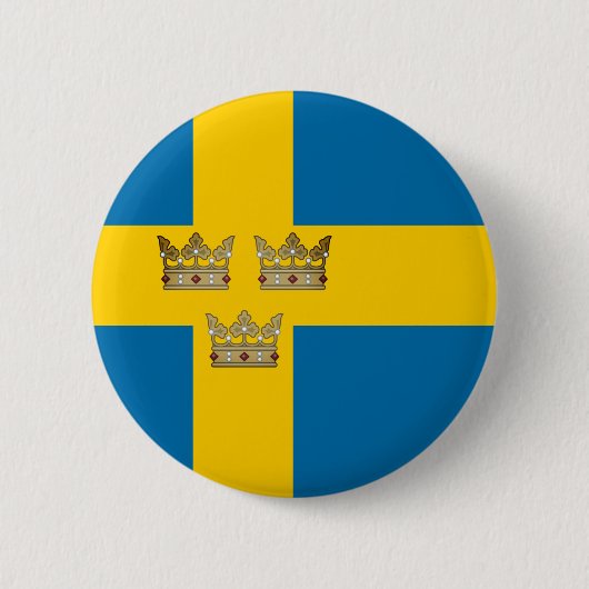 Die Flagge Schwedens mit Drei Kronen Schwedens wur Button (Vorderseite)