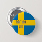 Die Flagge Schwedens mit Drei Kronen Schwedens wur Button (Vorne & Hinten)