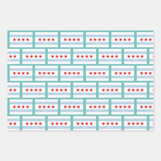 Die Flagge von Chicago verpackt Papierblätter Geschenkpapier Set (Vorderseite 3)