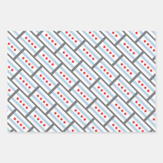 Die Flagge von Chicago verpackt Papierblätter Geschenkpapier Set (Vorderseite)