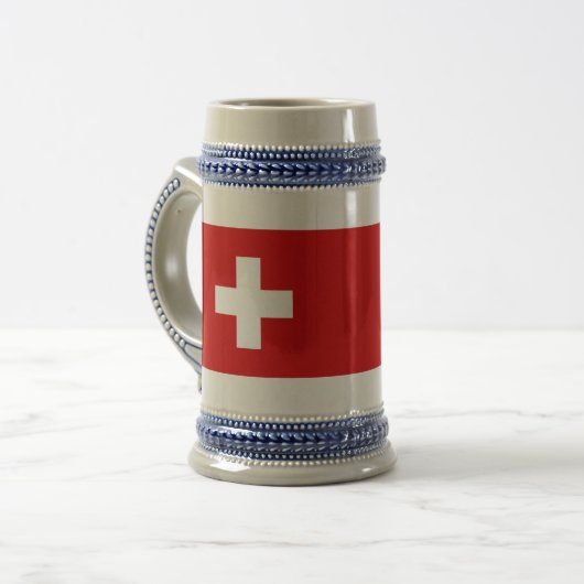 Die Flagge von der Schweiz Bierglas (Vorderseite Links)
