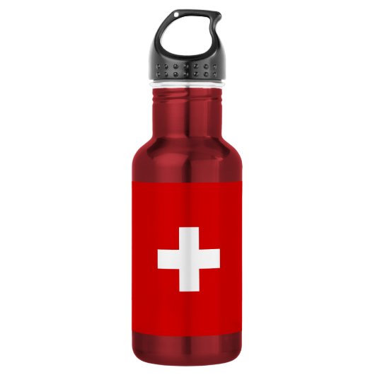 Die Flagge von der Schweiz Edelstahlflasche (Vorderseite)