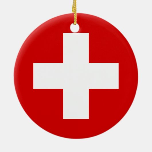 Die Flagge von der Schweiz Keramik Ornament (Hinten)