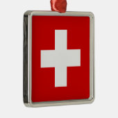 Die Flagge von der Schweiz Silbernes Ornament (Rechts)