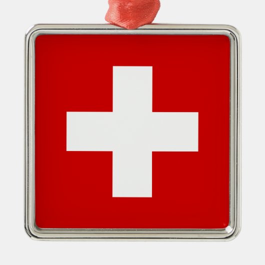 Die Flagge von der Schweiz Silbernes Ornament (Vorne)