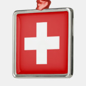 Die Flagge von der Schweiz Silbernes Ornament (Links)