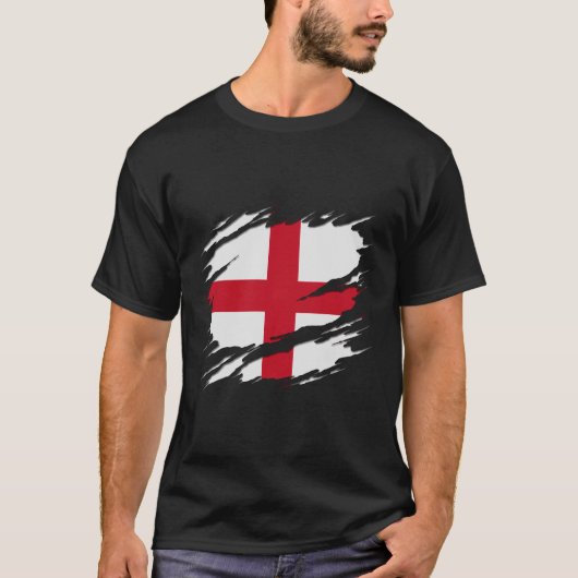 Die Flagge von England St. George's Cross Ripped R T-Shirt (Vorderseite)