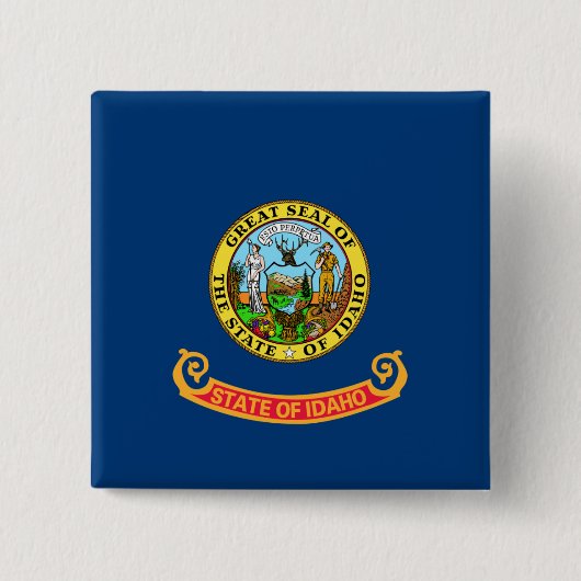 Die Flagge von Idaho: der Staat von Gem, der Ameri Button (Vorderseite)