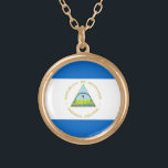 Die Flagge von Nicaragua - Lateinamerika Vergoldete Kette<br><div class="desc">Die Flagge von Nicaragua wurde offiziell am 27. August 1971 adoptiert (zuerst am 4. September 1908 adoptiert). Sie wird basiert auf der Flagge der bundesstaatlichen Republik von Zentralamerika und durch die Argentinien-Flagge inspiriert. Sie können den Entwurf weiter personifizieren, wenn Sie, bevorzugen würden wie, indem Sie Ihren Namen oder anderen Text...</div>