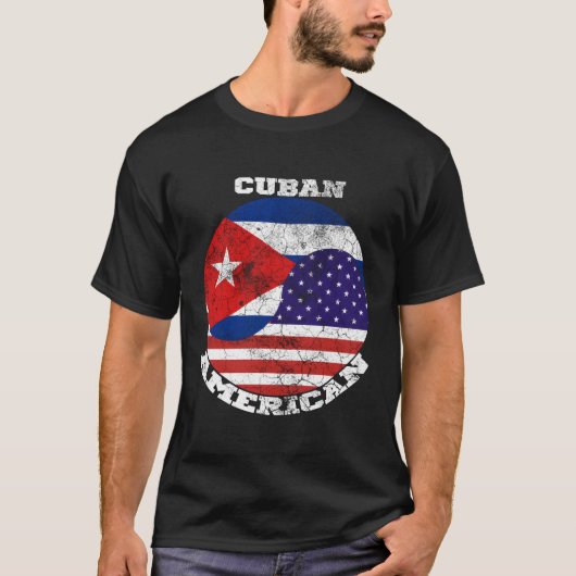 Die Flagge von USA und Kuba halb Kubaner halb Amer T-Shirt (Vorderseite)