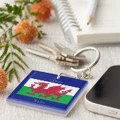 Die Flagge von Wales Schlüsselanhänger (Vorderseite rechts)