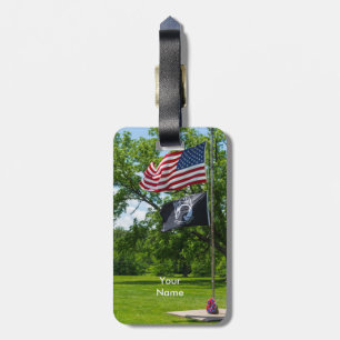Die Flaggen Amerikas und des POS Gepäckanhänger