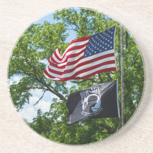 Die Flaggen Amerikas und des POS Getränkeuntersetzer (Vorne)