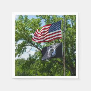 Die Flaggen Amerikas und des POS Serviette