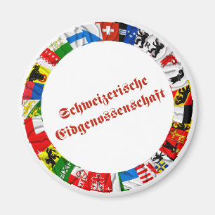 Die Flaggen der Bezirke von der Schweiz, deutsch Magnet