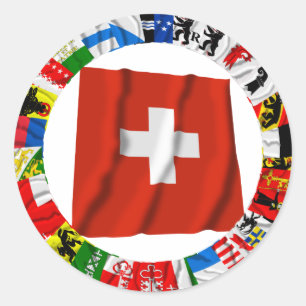 Die Flaggen der Bezirke von der Schweiz Runder Aufkleber