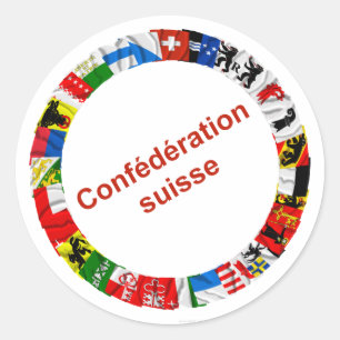 Die Flaggen der Bezirke von der Schweiz, Runder Aufkleber