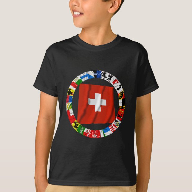 Die Flaggen der Bezirke von der Schweiz T-Shirt (Vorderseite)