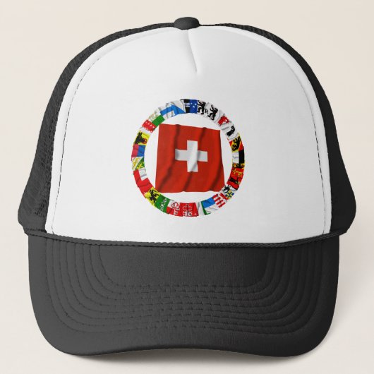 Die Flaggen der Bezirke von der Schweiz Truckerkappe (Vorderseite)